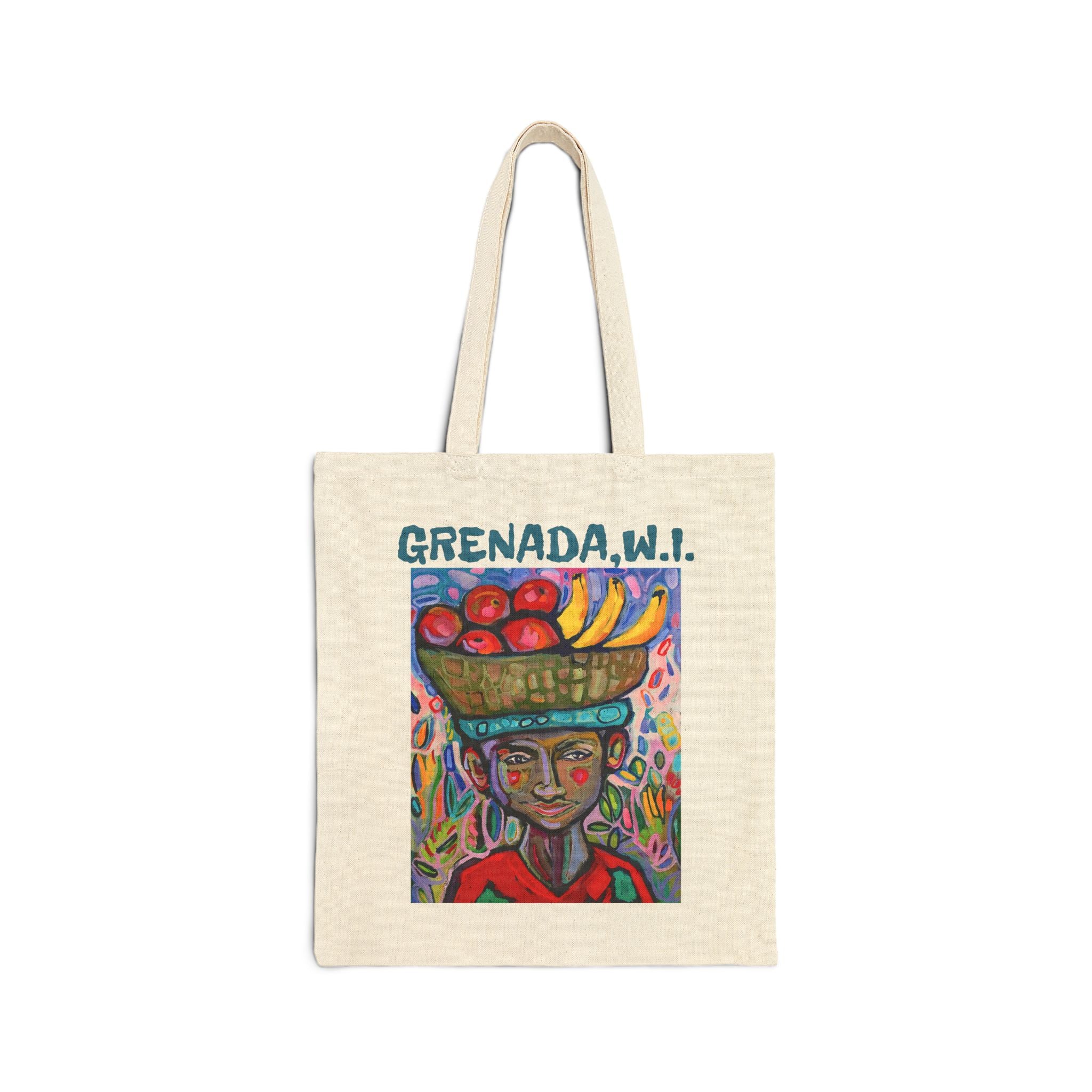 Tote Bag Lisa Herrera Painting Grenada W.I. Fruit Vendor Canvas Tote