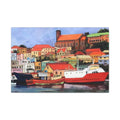 Printed Canvas of St. George's Carenage  Matte Canvas Print — Colorful Coastal Boats Wall Art