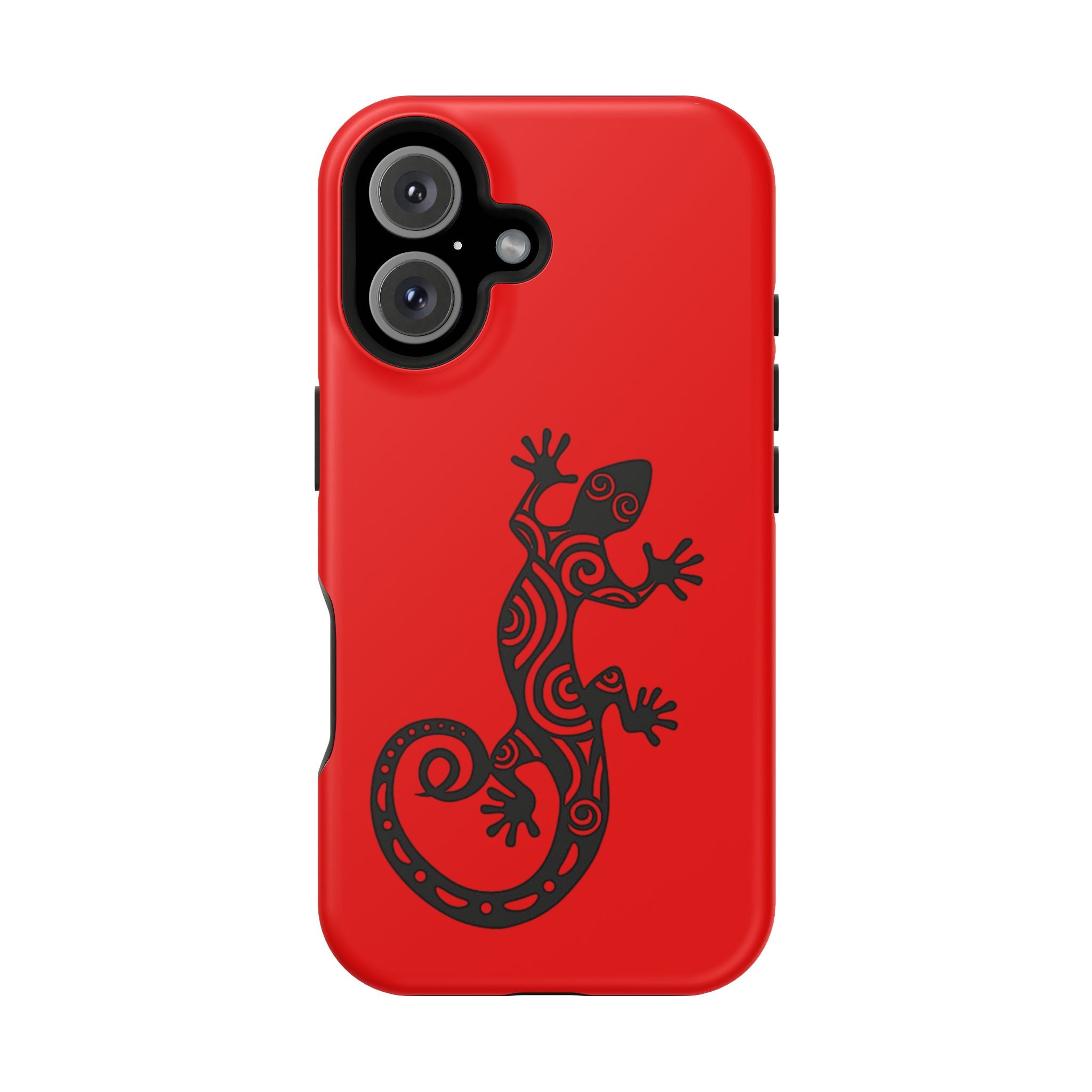 Phone Case Red Impact with Tribal Gecko Design — Shockproof Protective Cover