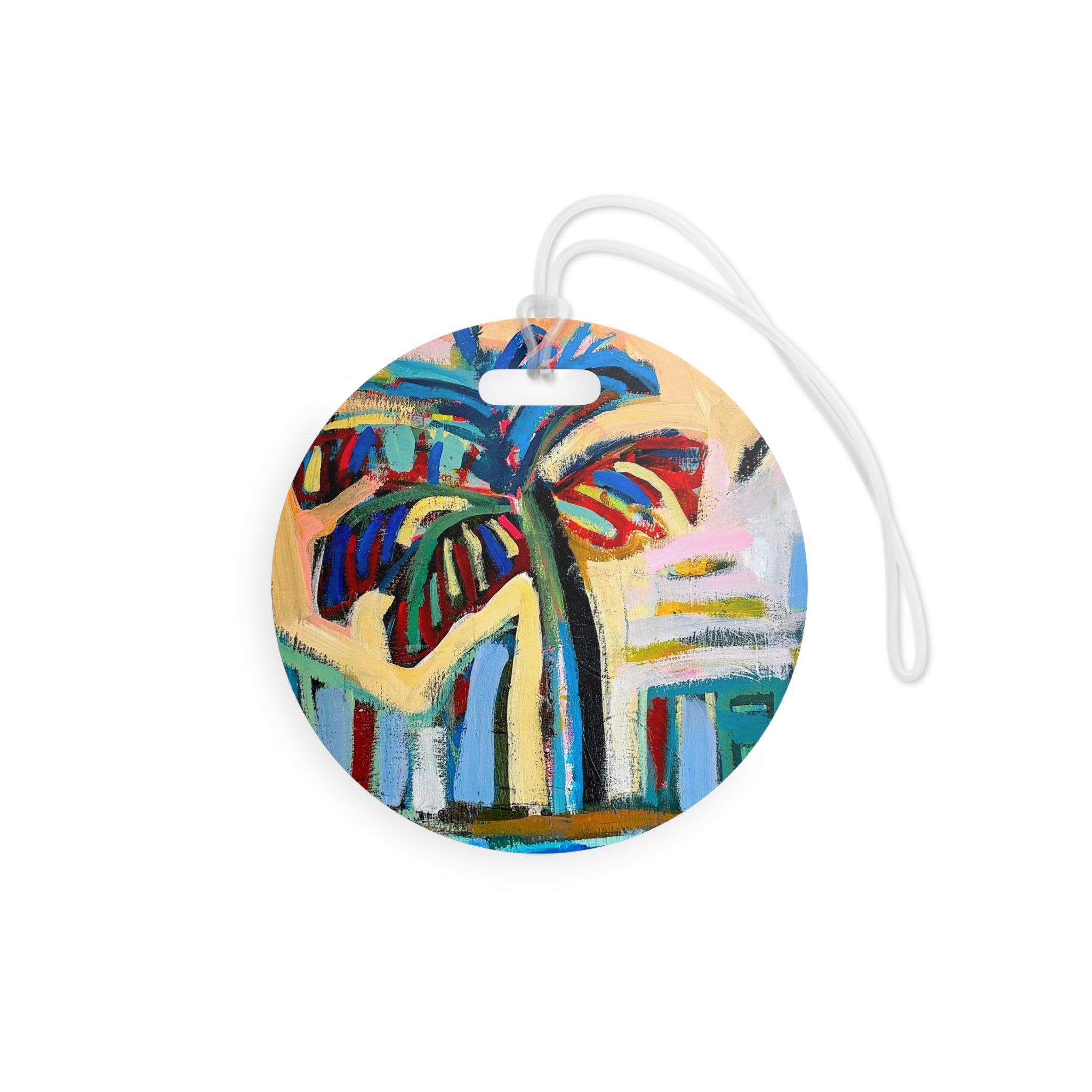 Luggage Tag Lisa Herrera art print Tropical Palm – Colorful Beach Art Travel ID