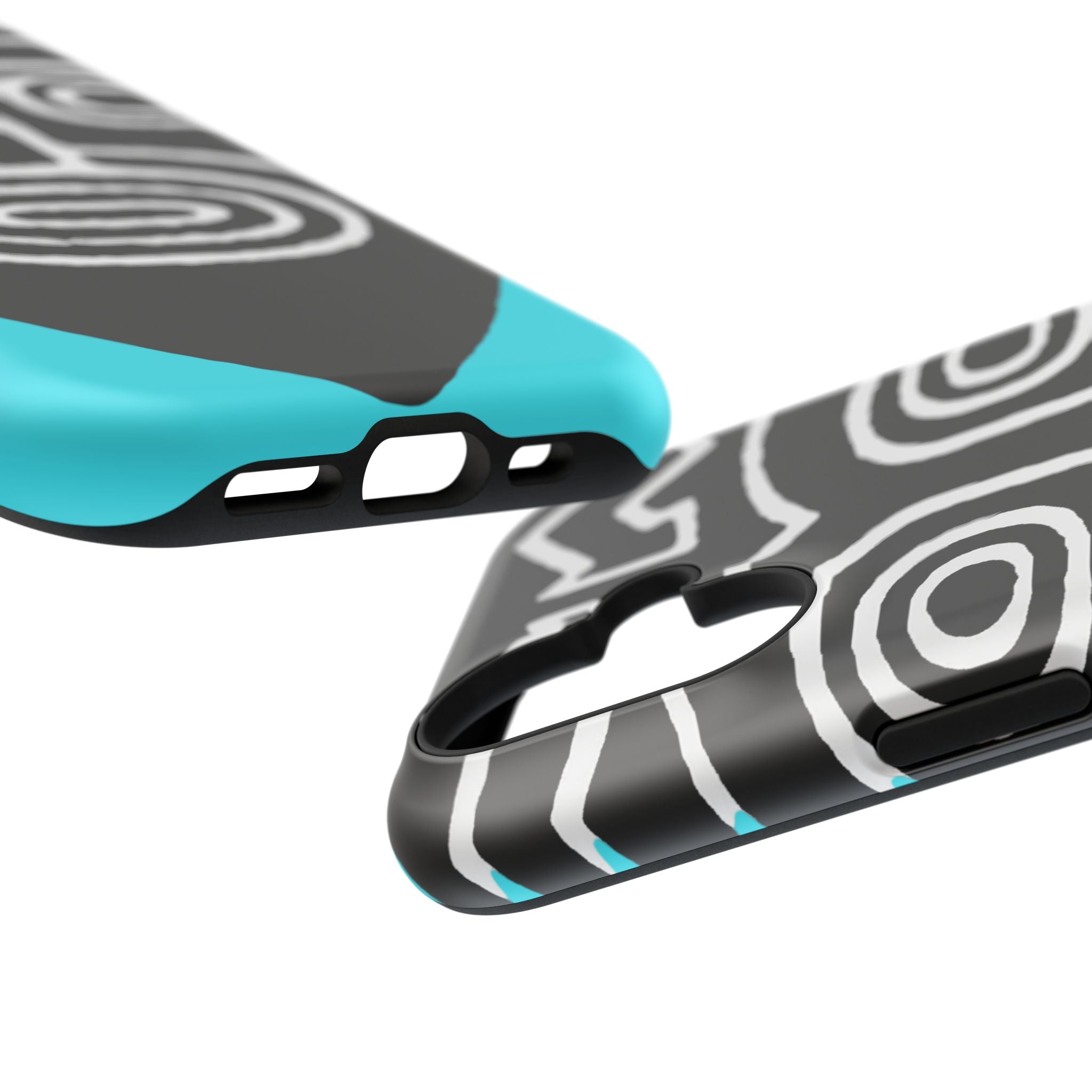 Phone case Impact-Resistant  — Abstract Tribal Mask Design (Black & Teal)