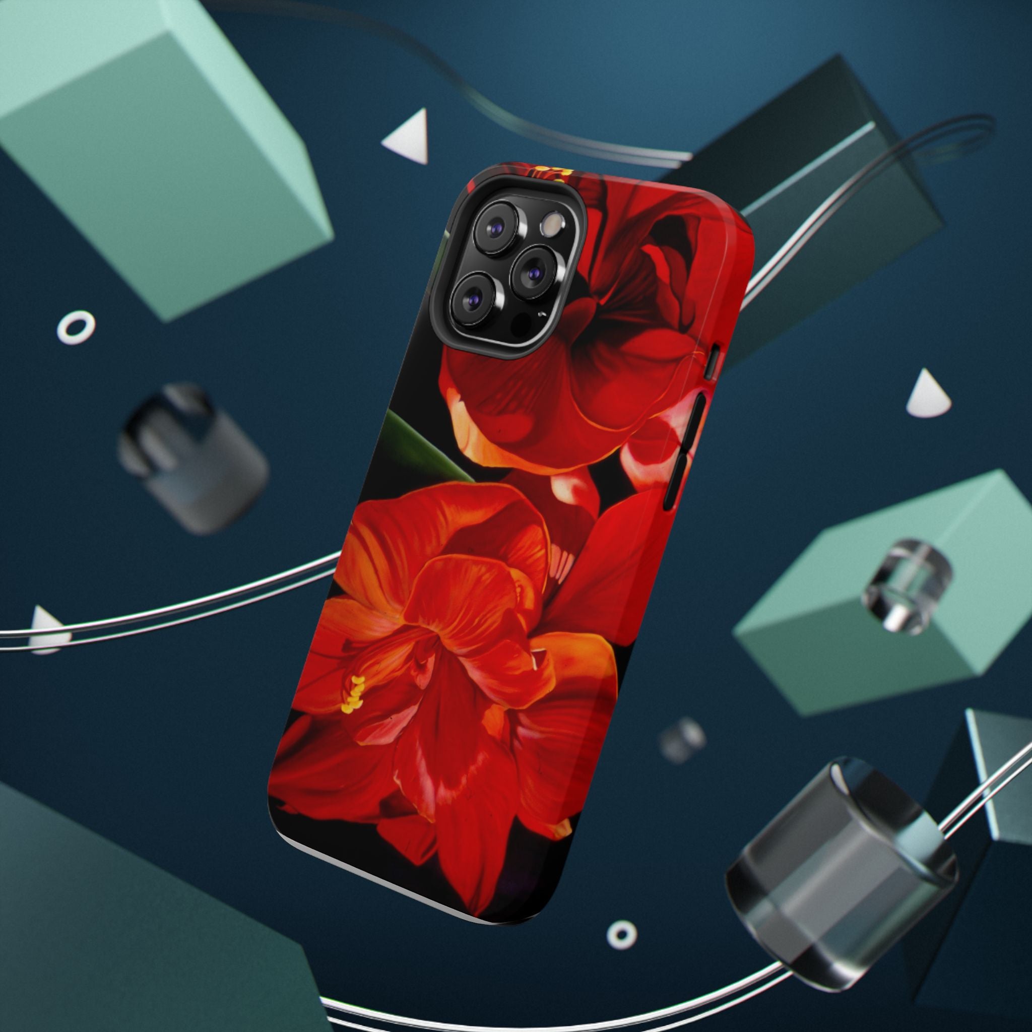 Phone case Lisa Herrera art print Red Amaryllis Floral Impact-Resistant Phone Case