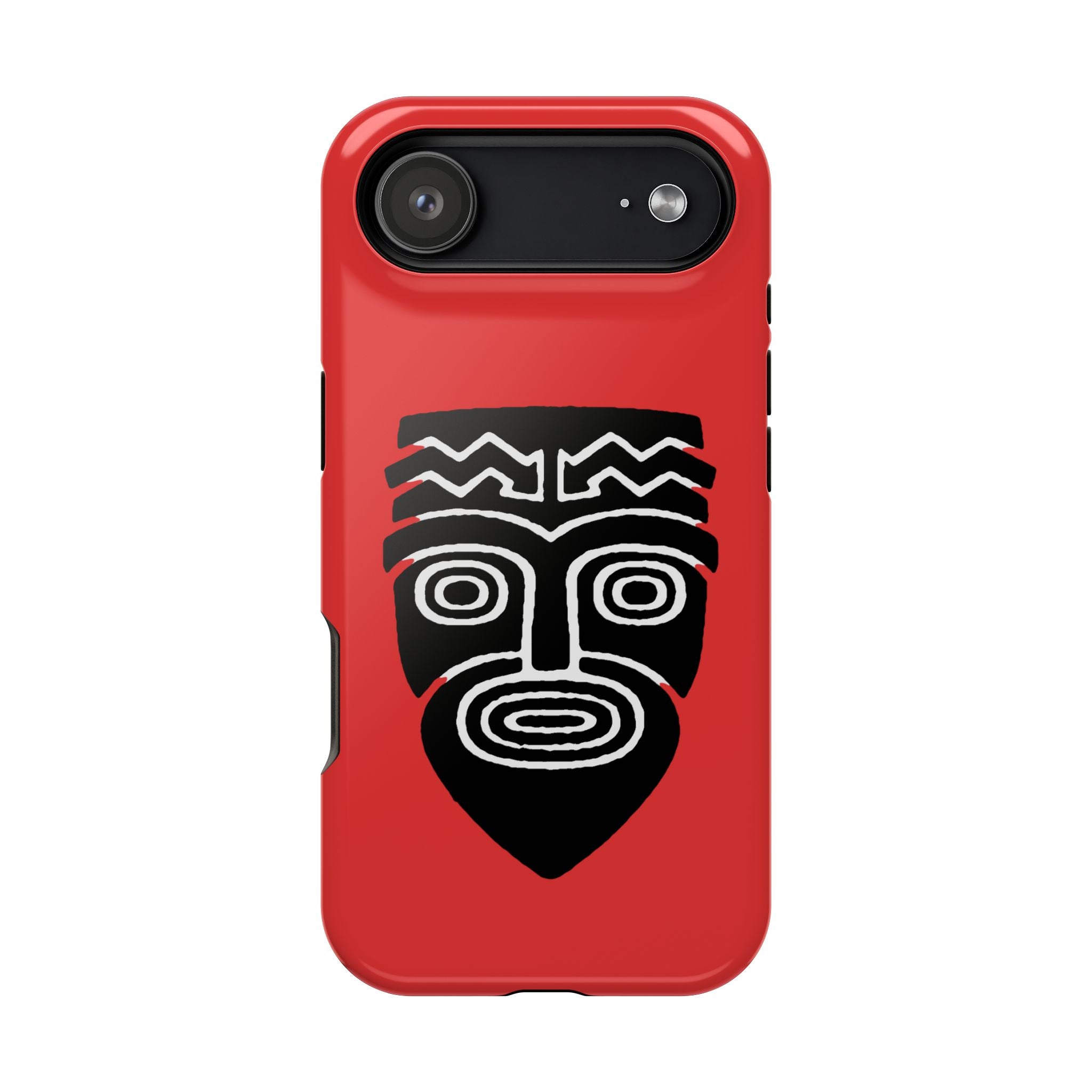 Phone Case Tiki Mask Impact-Resistant Phone Case — Bold Red Protective Cover