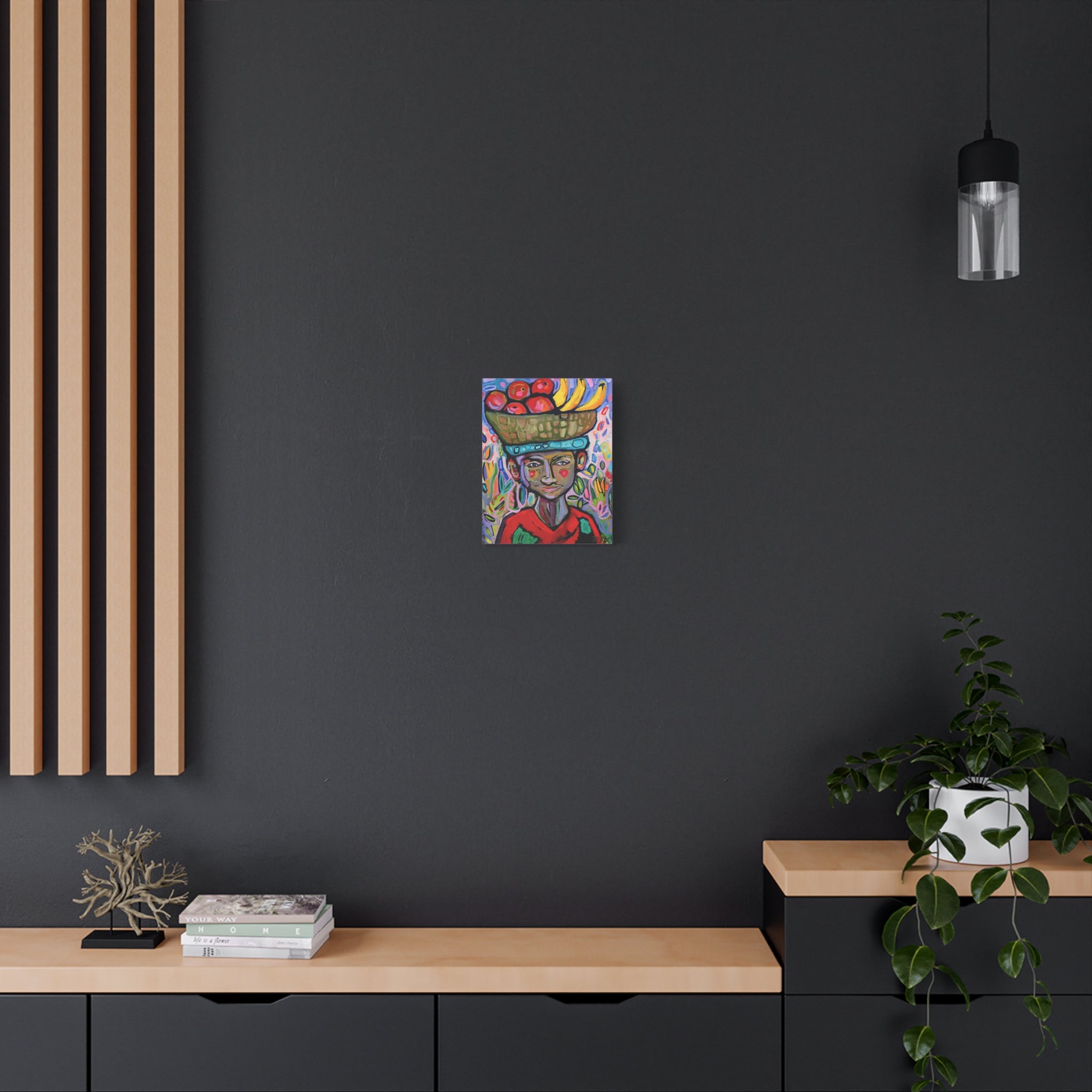 Canvas Print o Fruit Vendor Matte Canvas – Colorful Folk Art Wall Art, Stretched 1.25"