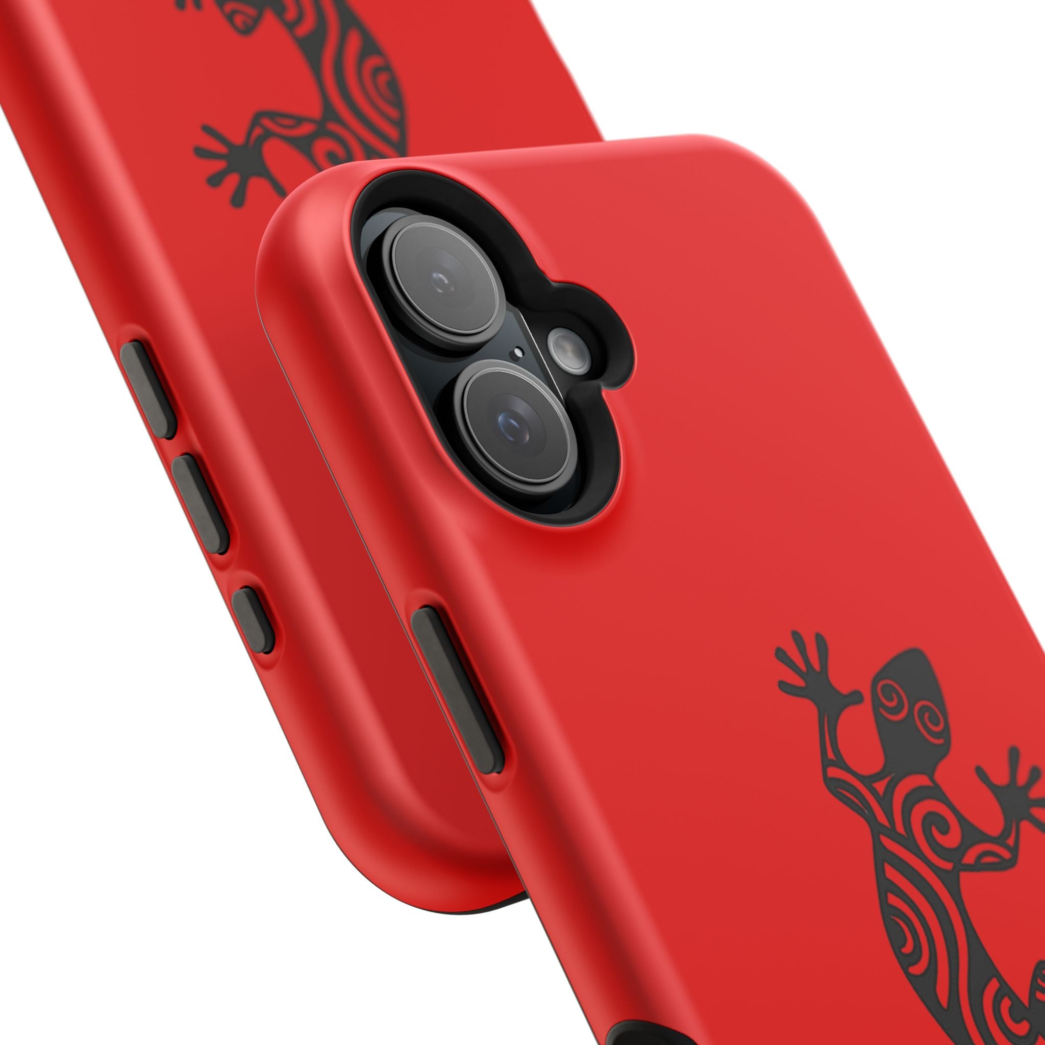 Phone Case Red Impact with Tribal Gecko Design — Shockproof Protective Cover