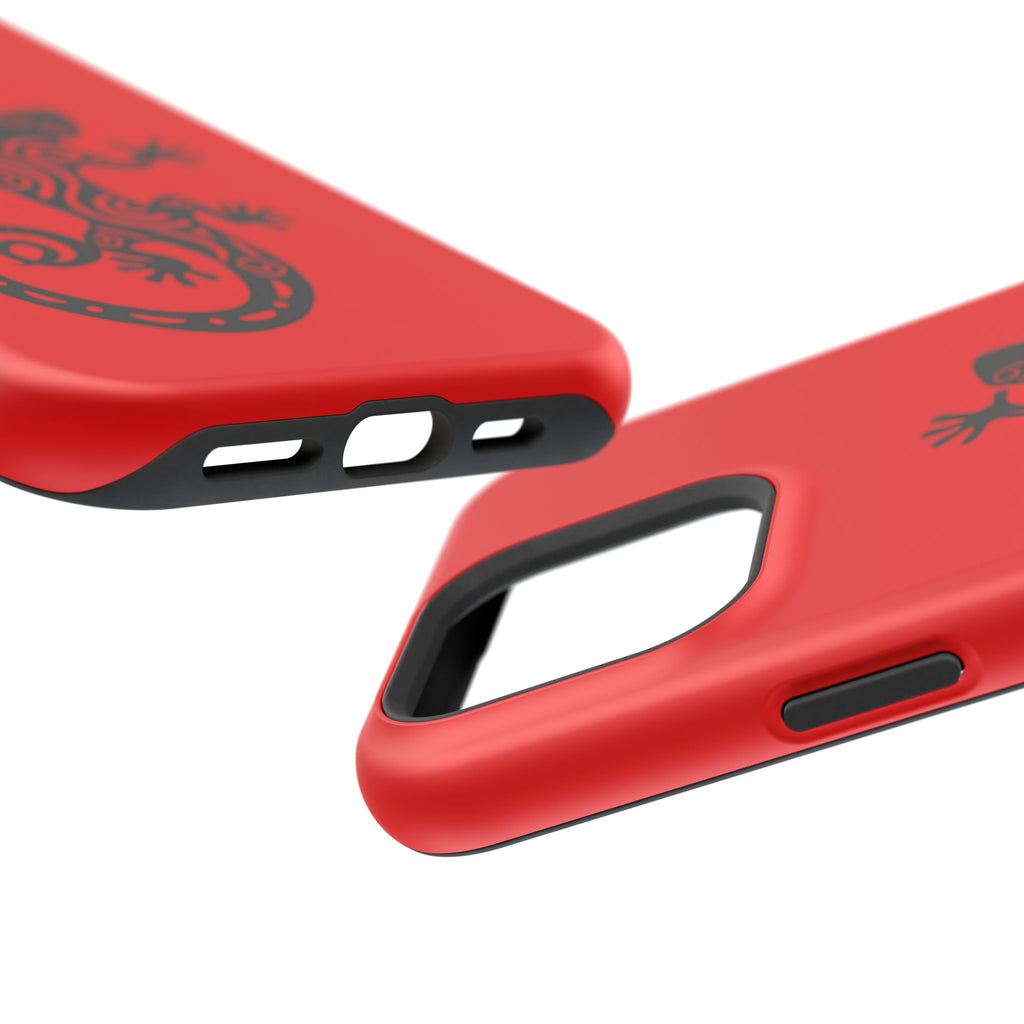 Phone Case Red Impact with Tribal Gecko Design — Shockproof Protective Cover
