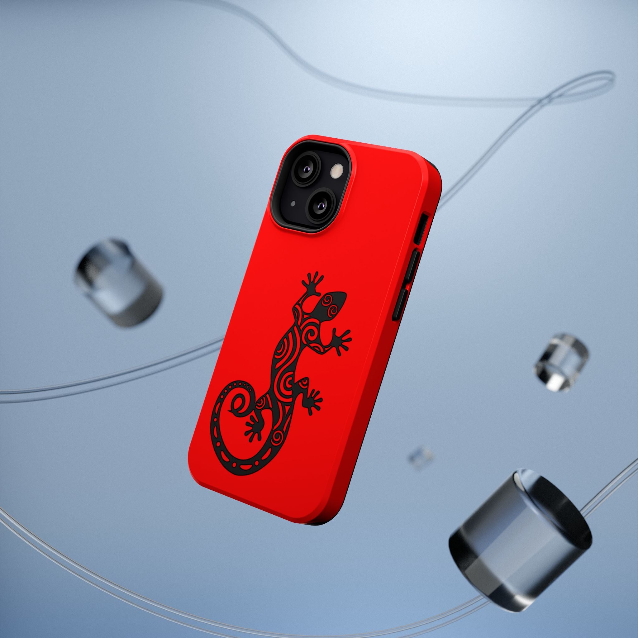 Phone Case Red Impact with Tribal Gecko Design — Shockproof Protective Cover