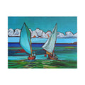 Canvas Print Lisa Herrera Art Workboat Race Sailboats at Sea Satin Canvas Print