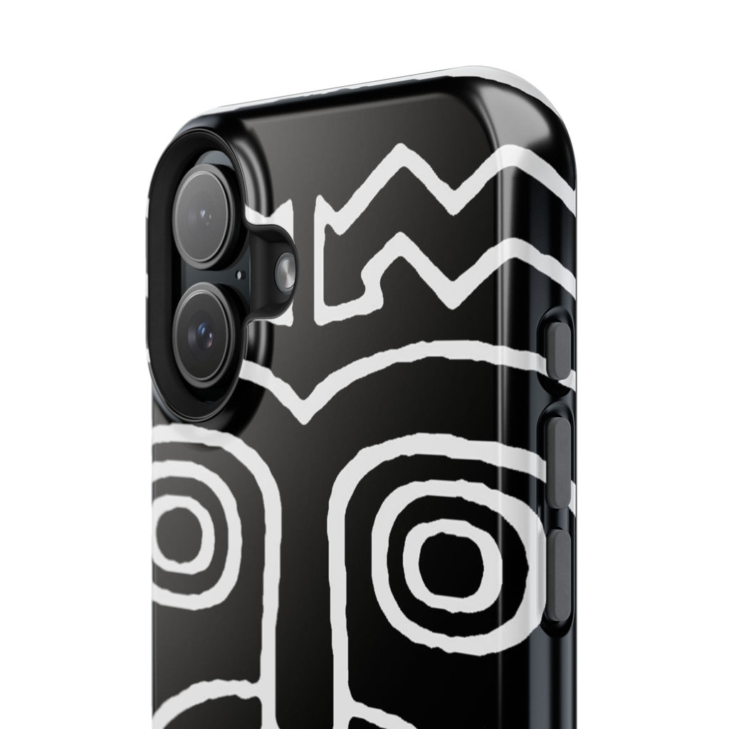 Phone Case — Black & White Tribal Mask Impact-Resistant Case