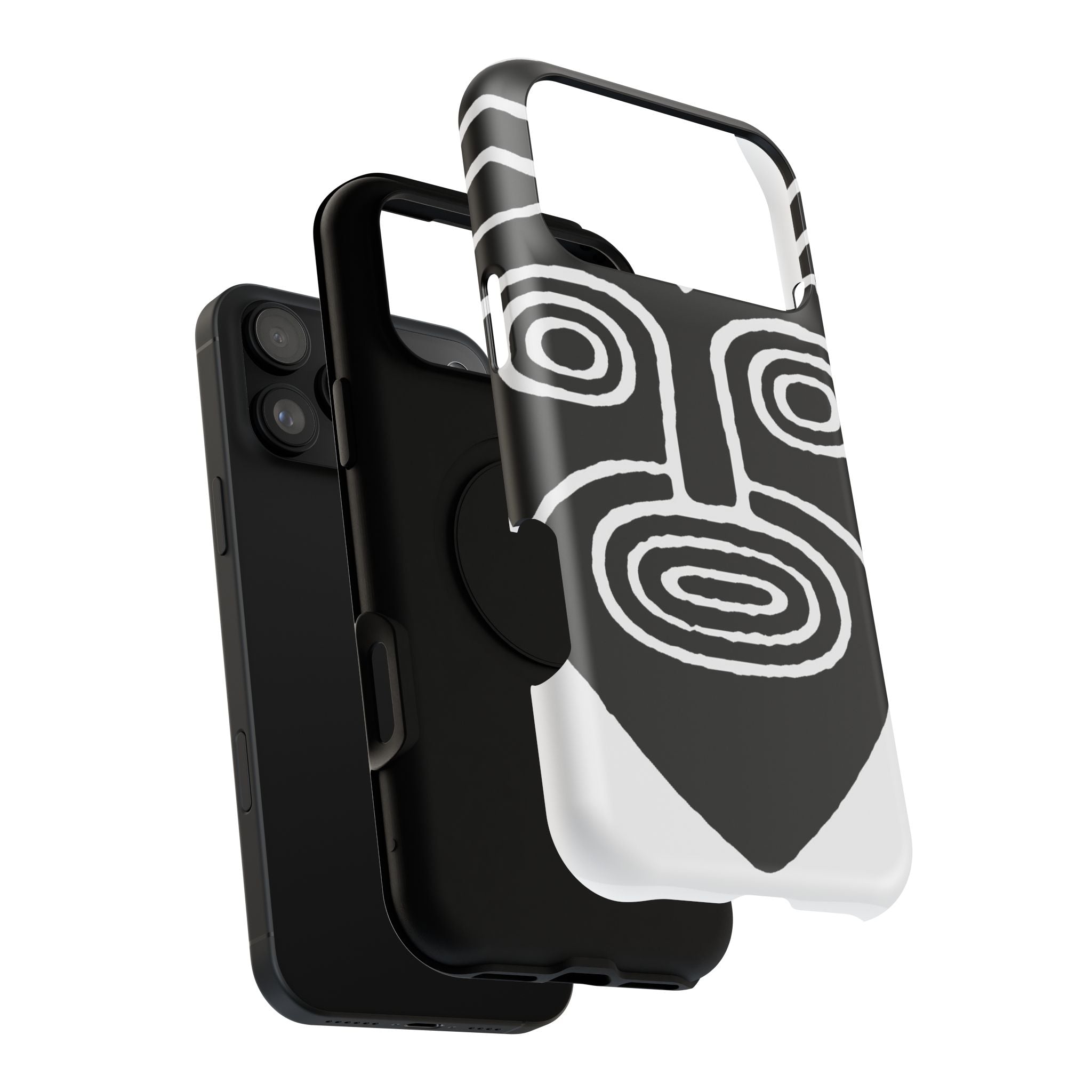 Phone Case — Black & White Tribal Mask Impact-Resistant Case