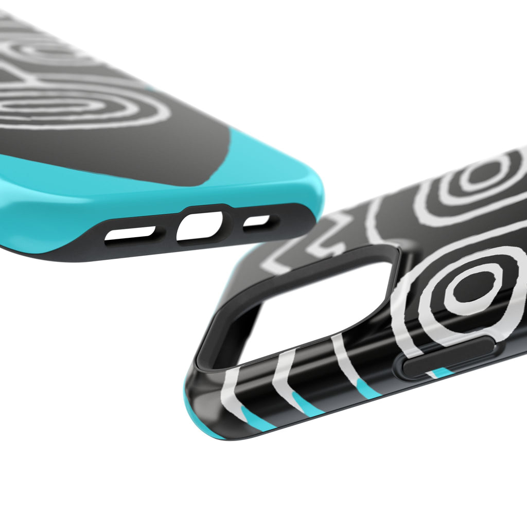 Phone case Impact-Resistant  — Abstract Tribal Mask Design (Black & Teal)