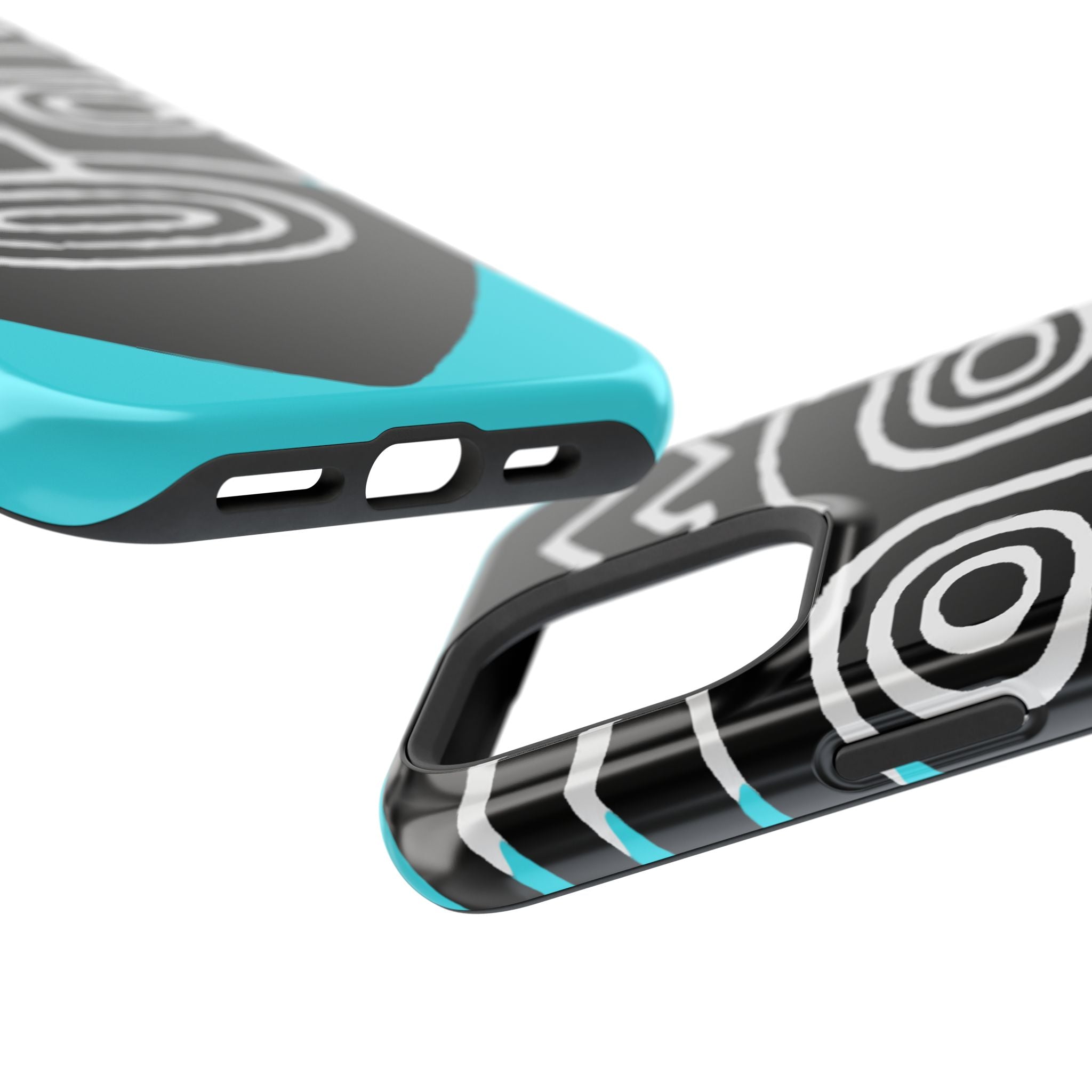 Phone case Impact-Resistant  — Abstract Tribal Mask Design (Black & Teal)