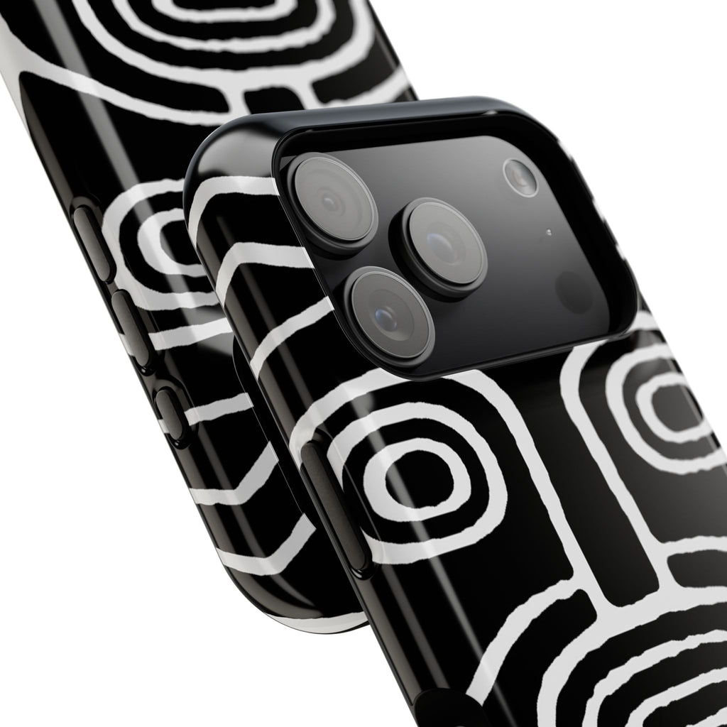 Phone Case — Black & White Tribal Mask Impact-Resistant Case