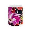 Ceramic Mug, Purple Orchid Print (11oz, 15oz)