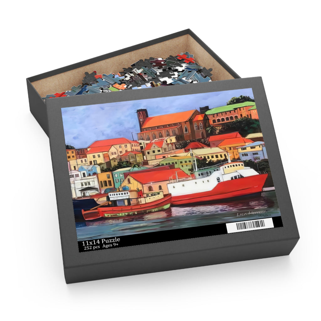 Puzzle Lisa Herrera art print St George's Carenage Harbor Puzzle — Colorful Grenada Carenage Jigsaw (120/252/500 pcs)