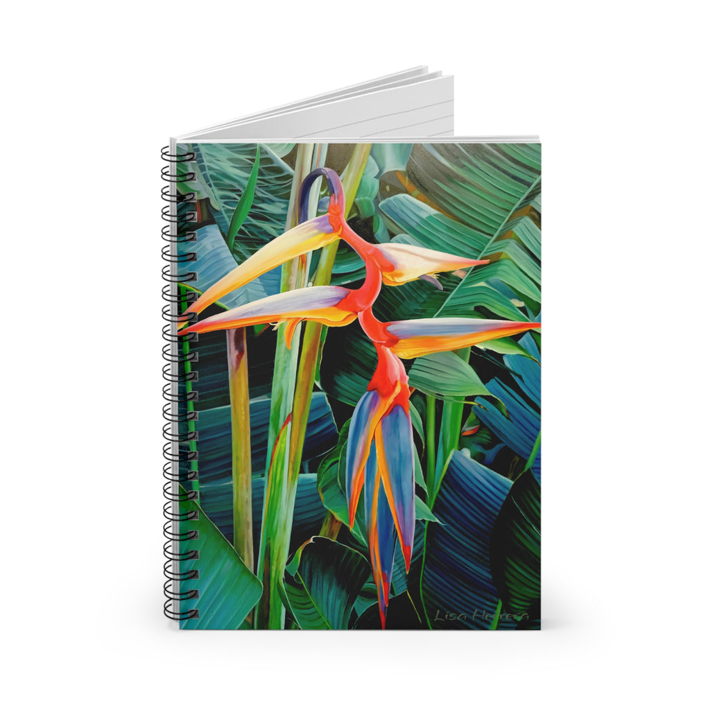 Spiral Notebook Lisa Herrera art print Halyconia flower Painting - Ruled Journal for Notes & Travel