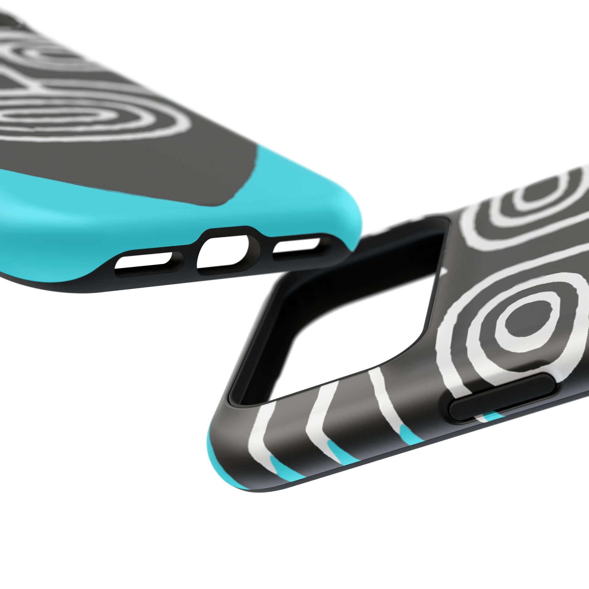 Phone case Impact-Resistant  — Abstract Tribal Mask Design (Black & Teal)
