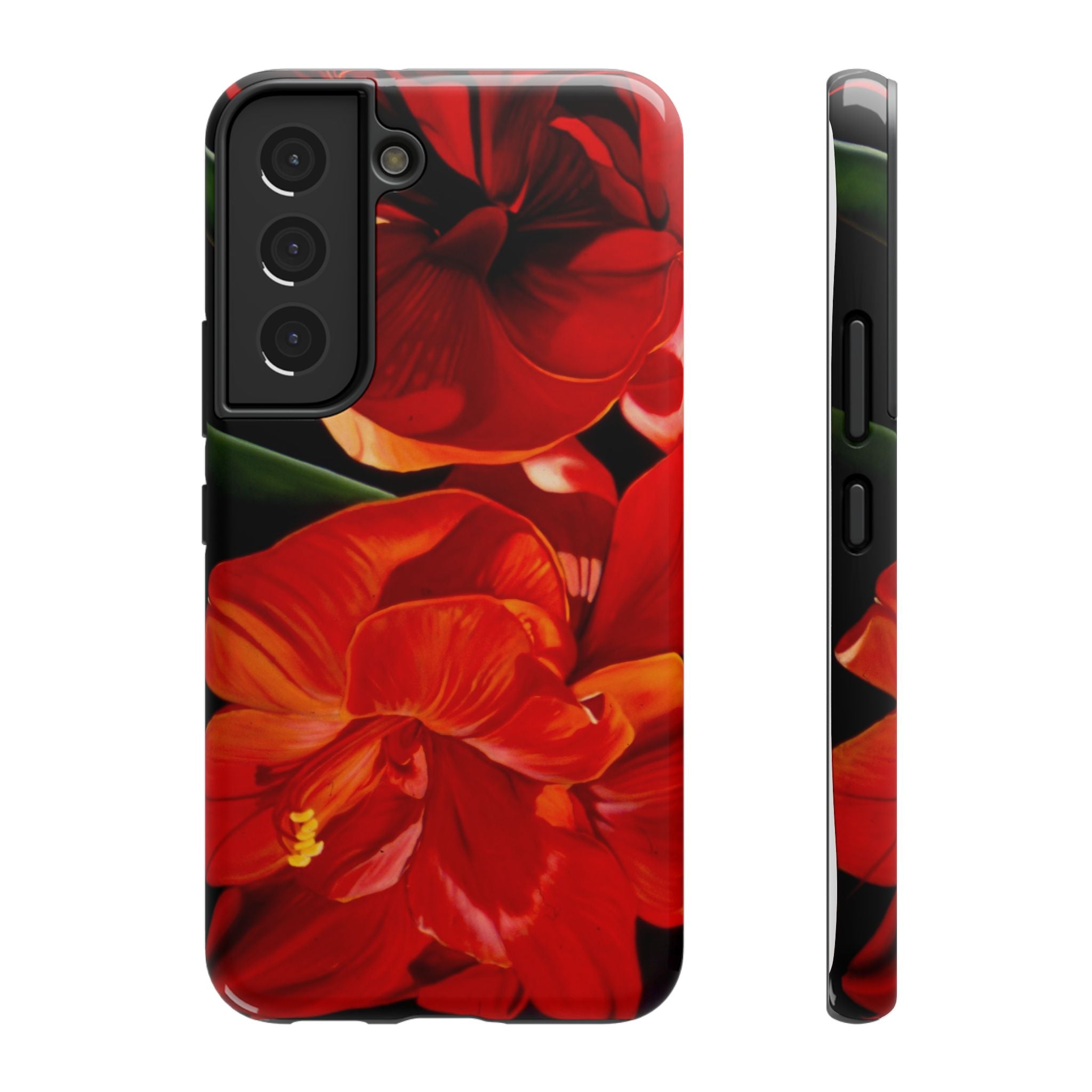 Phone case Lisa Herrera art print Red Amaryllis Floral Impact-Resistant Phone Case
