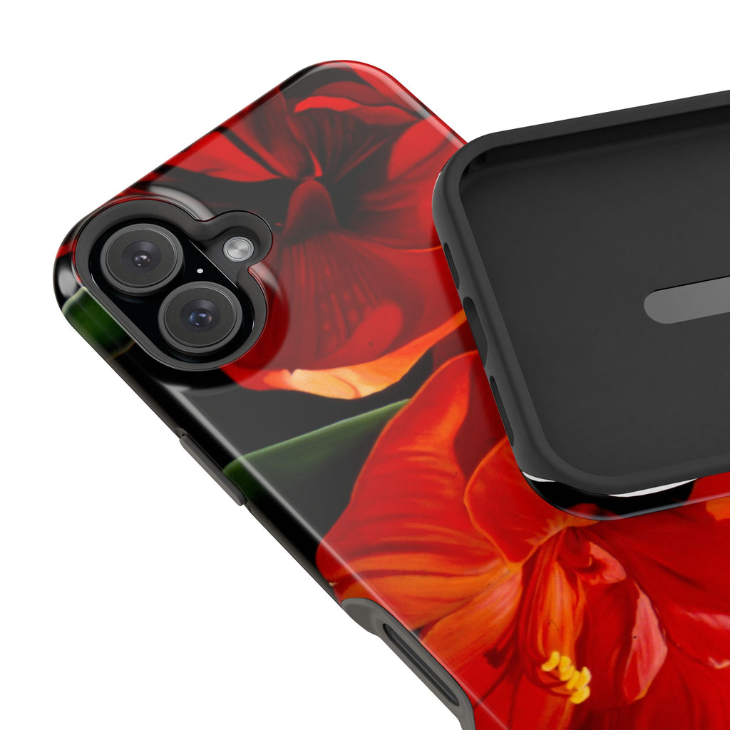 Phone case Lisa Herrera art print Red Amaryllis Floral Impact-Resistant Phone Case