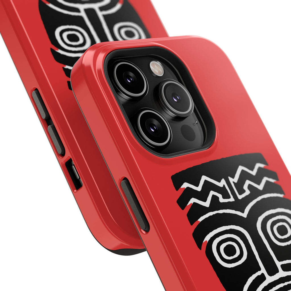 Phone Case Tiki Mask Impact-Resistant Phone Case — Bold Red Protective Cover