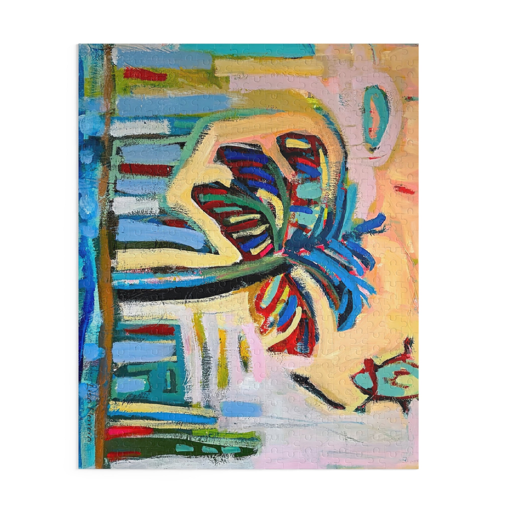 Puzzle Lisa Herrera art print Tropical Palm Abstract Puzzle — Colorful Beach Art Jigsaw (120/252/500-Piece)