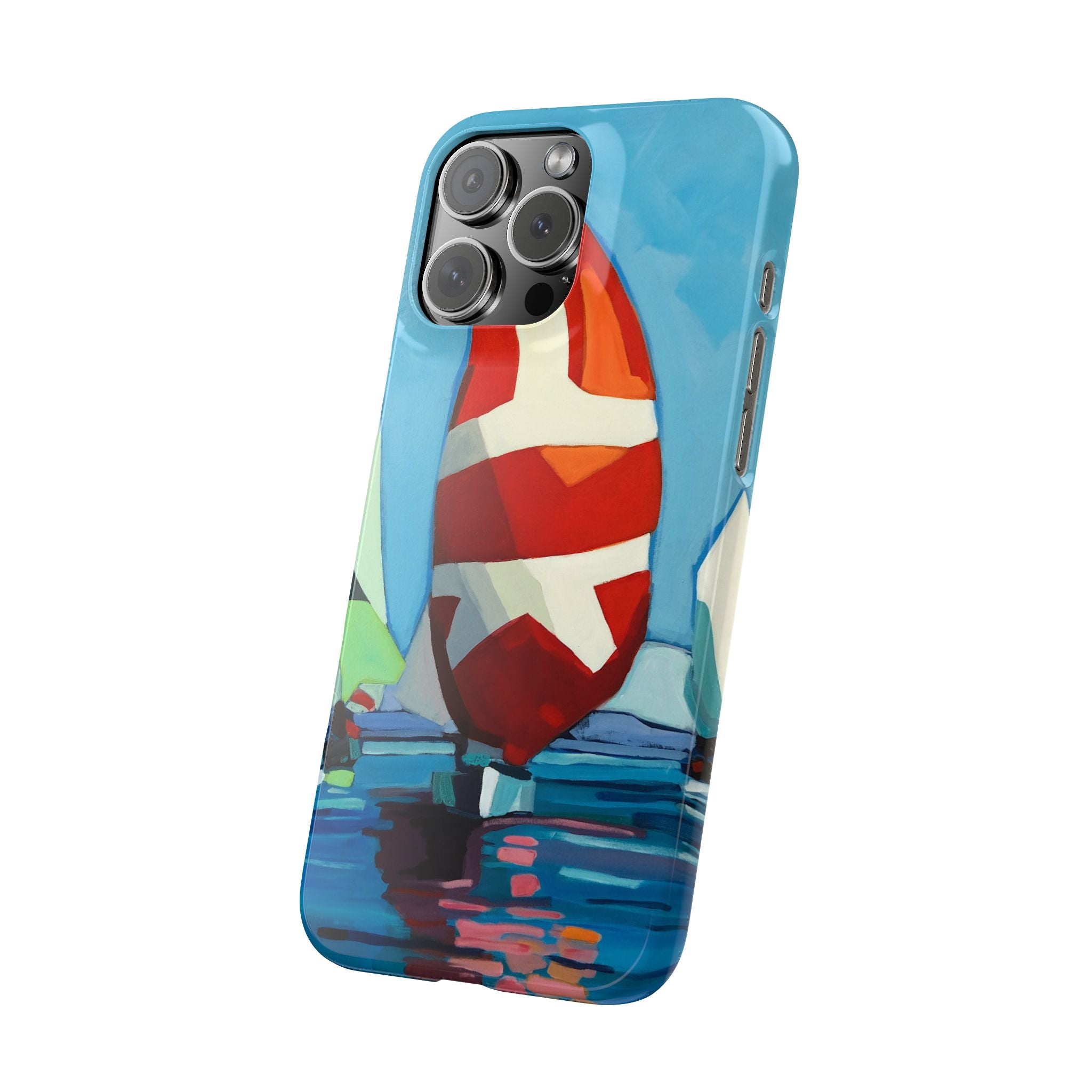 Phone case Lisa Herrera art Sailboats Slim Case — Colorful Nautical Phone Case