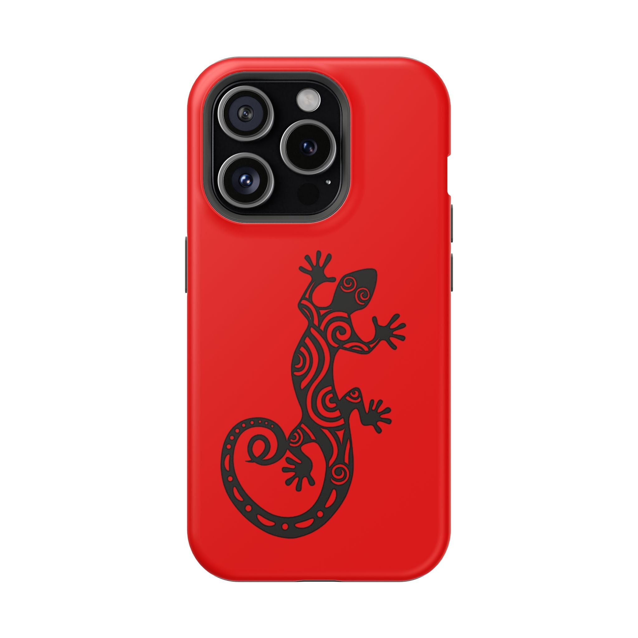 Phone Case Red Impact with Tribal Gecko Design — Shockproof Protective Cover