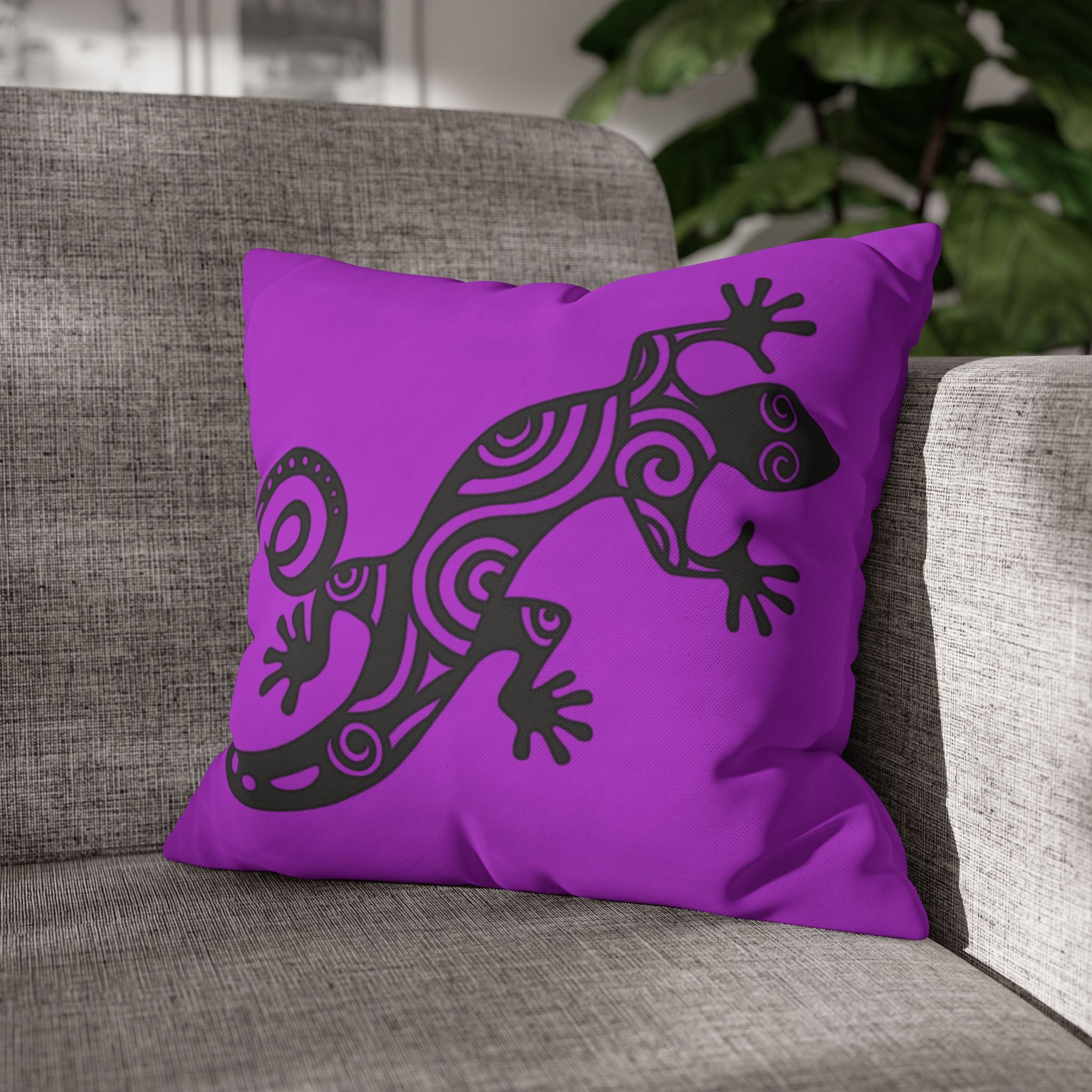 Throw Pillowcase Geometric Gecko Throw Pillowcase – Tribal Lizard Accent Cushion Cover