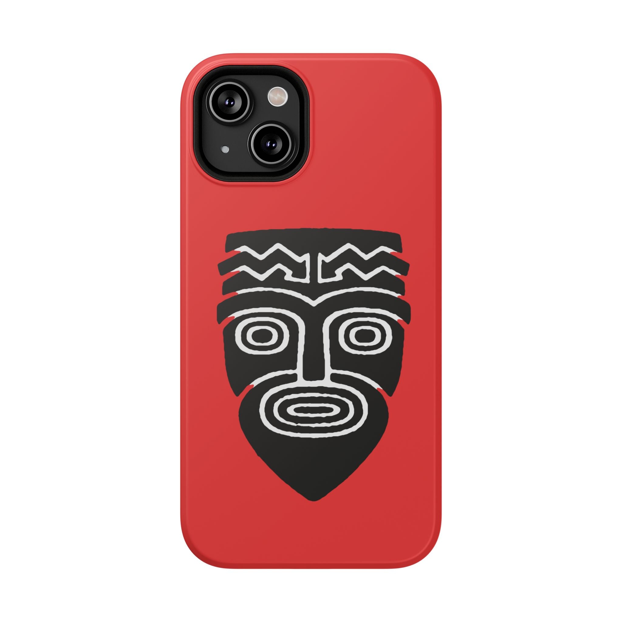 Phone Case Tiki Mask Impact-Resistant Phone Case — Bold Red Protective Cover
