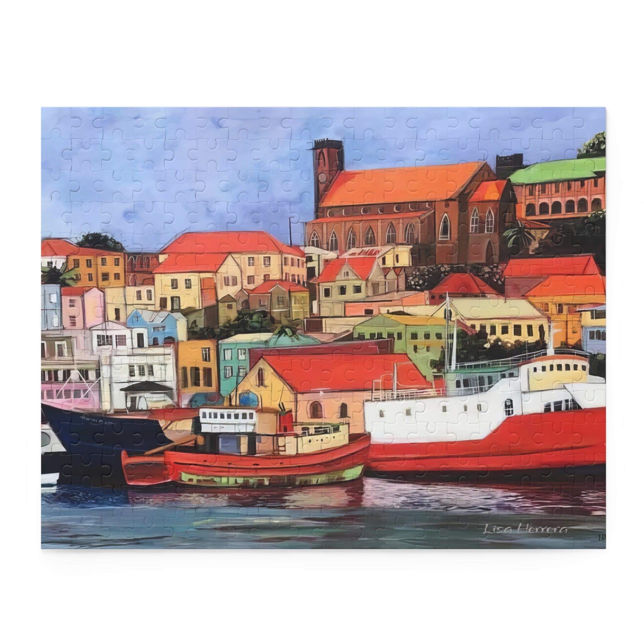 Puzzle St George's Carenage Harbor Puzzle — Colorful Grenada Caribbean Harbour Jigsaw (120/252/500 pcs)