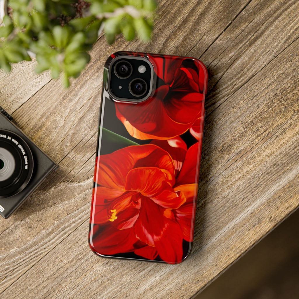 Phone case Lisa Herrera art print Red Amaryllis Floral Impact-Resistant Phone Case