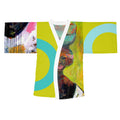 Kimono Robe Artistic Fruit Lady with Basket Painting   — Tropical Fruit Basket Portrait Long Sleeve