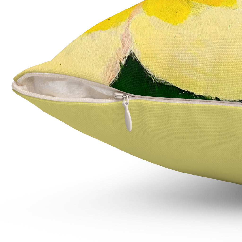 Throw Pillow Tropical Plumeria Floral Pillow — Yellow Plumeria Square Throw Pillow