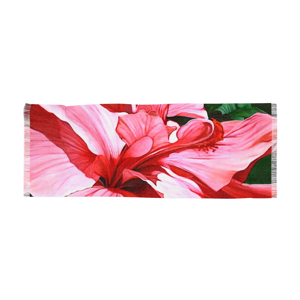 Light Scarf LIsa Herrera art print Tropical Hibiscus - Pink Floral Beach Wrap