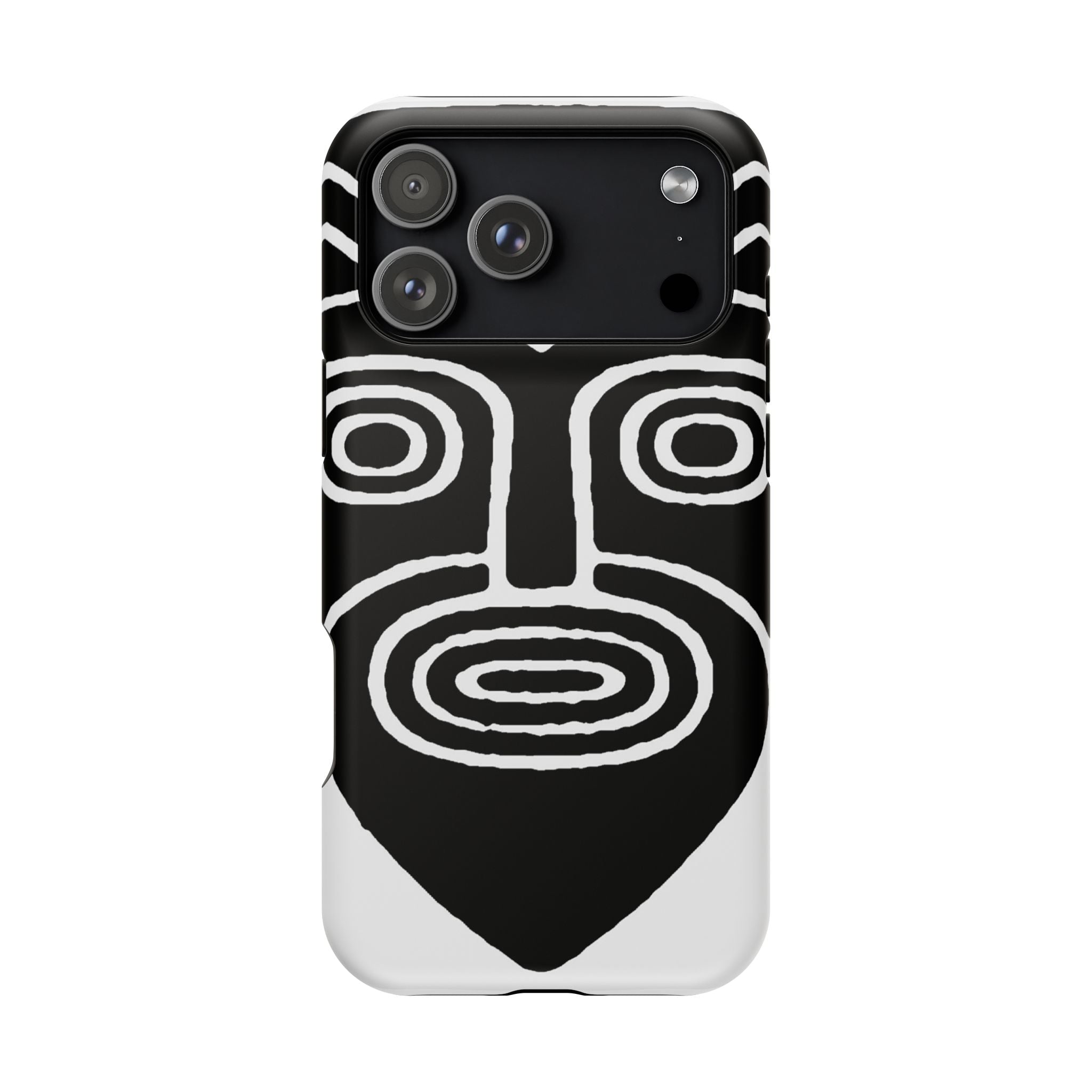 Phone Case — Black & White Tribal Mask Impact-Resistant Case