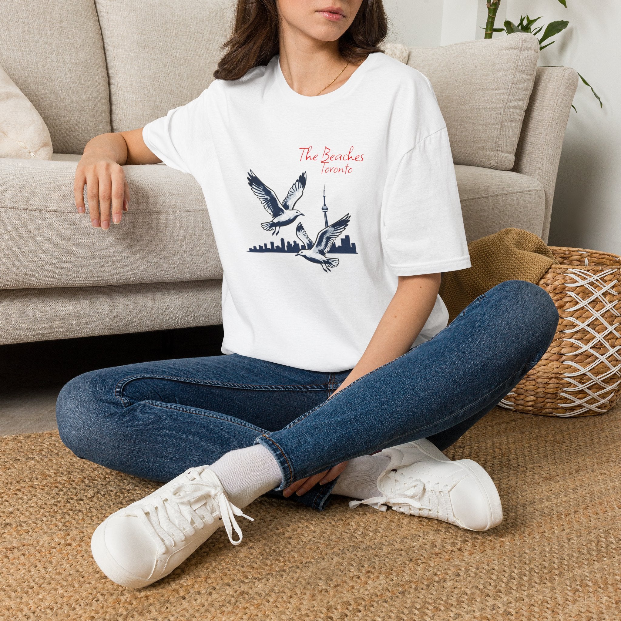 T-Shirt — The Beaches Toronto with Seagulls and cn tower