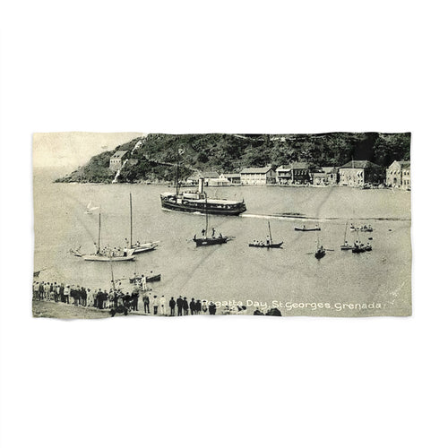 Beach Towel Old Blk and Wht photo Grenada Carenage — Old Grenada