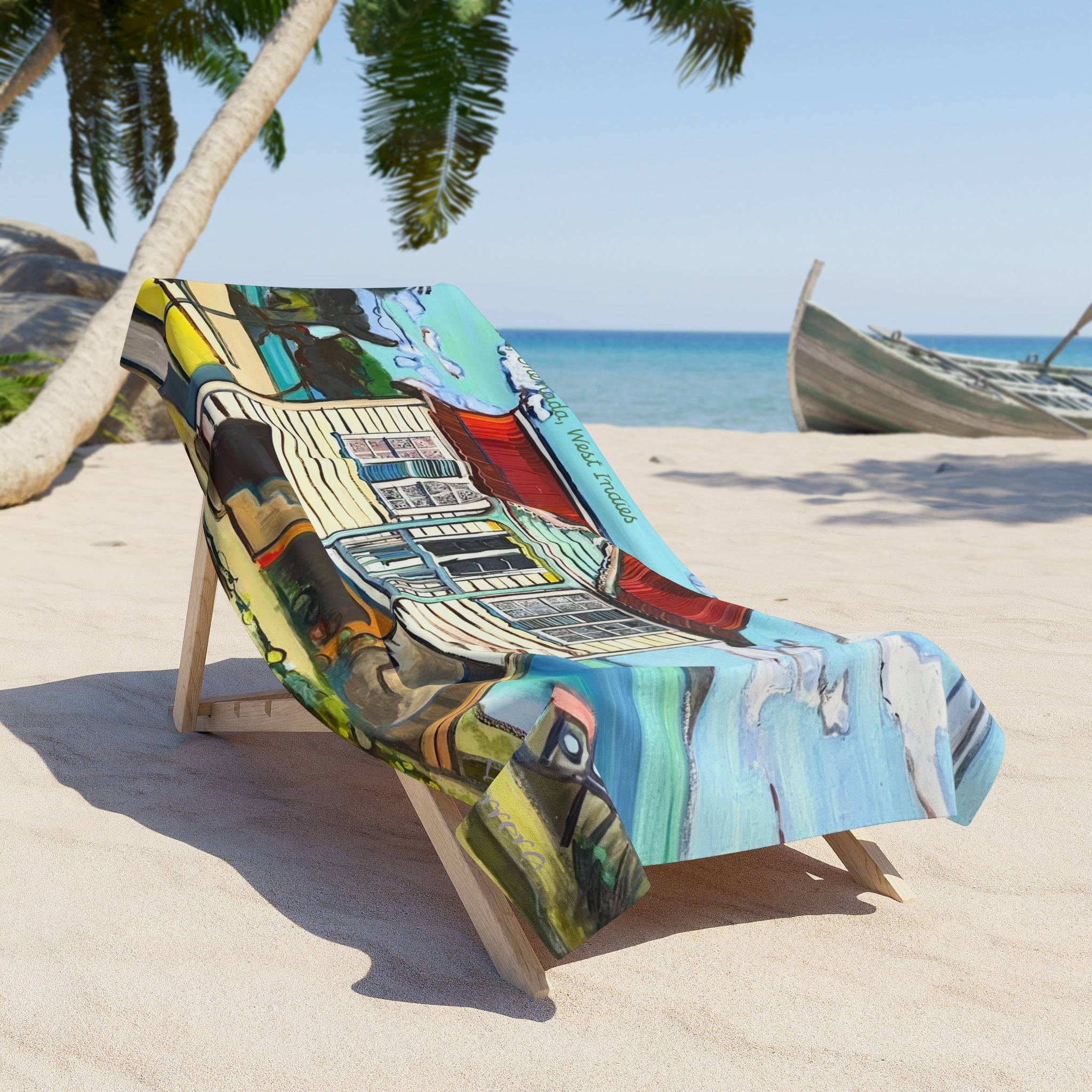 Beach Towel Lisa Herrera Carriacou Grenada  — Vibrant Ocean Art for Beach & Pool