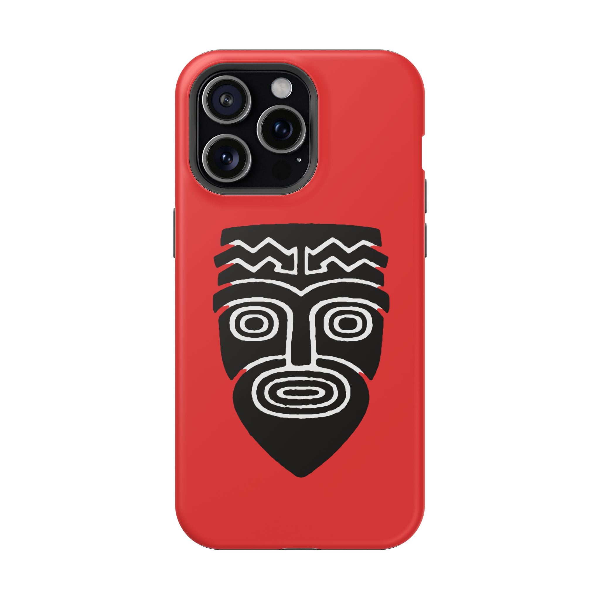 Phone Case Tiki Mask Impact-Resistant Phone Case — Bold Red Protective Cover