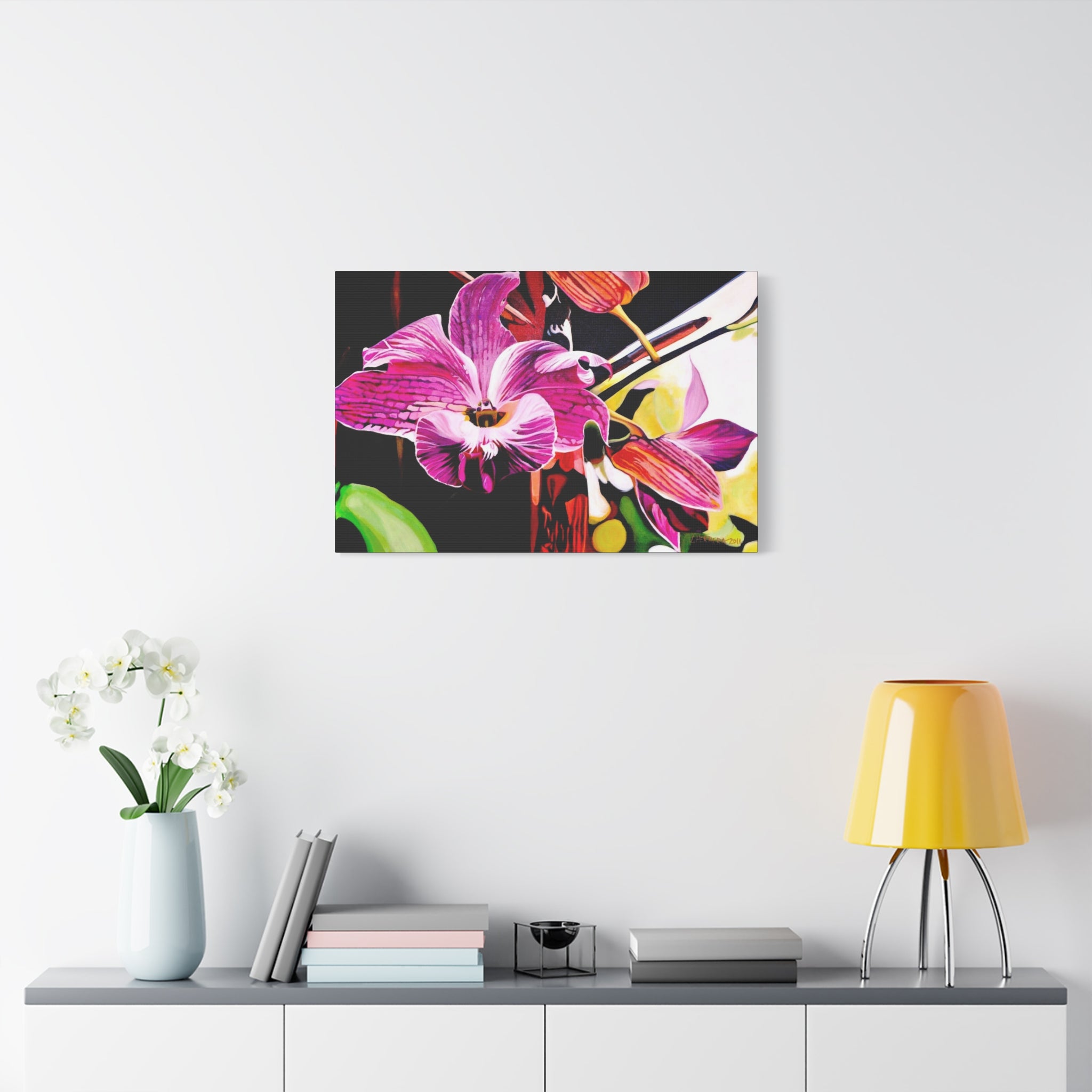 Canvas Print of Purple Orchid — Pink Botanical Wall Art, Matte Stretched Canvas