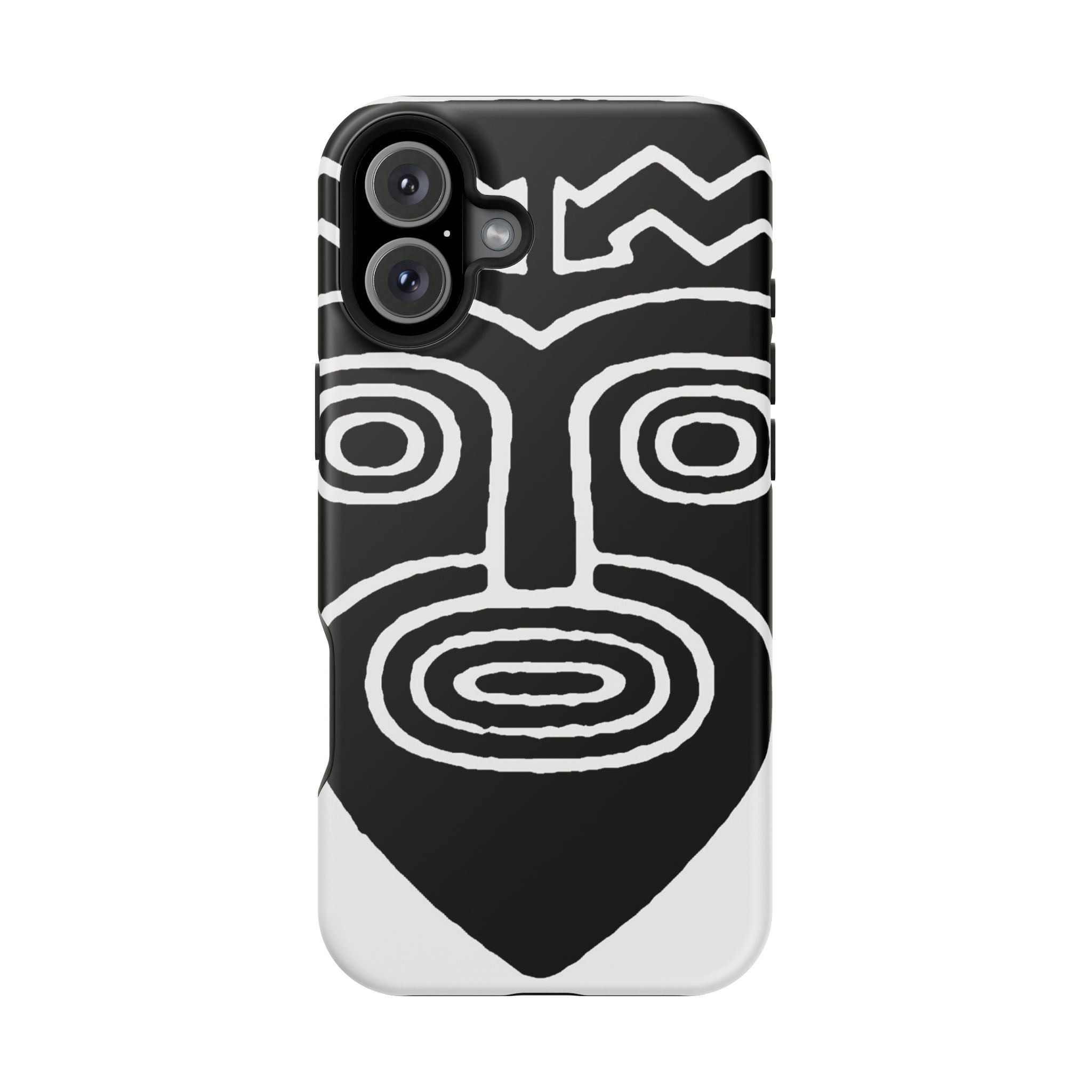 Phone Case — Black & White Tribal Mask Impact-Resistant Case
