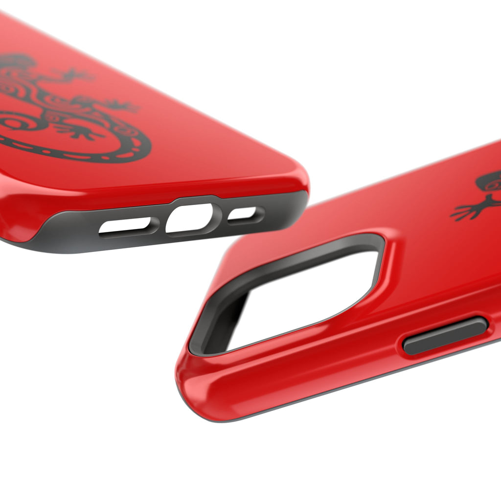 Phone Case Red Impact with Tribal Gecko Design — Shockproof Protective Cover