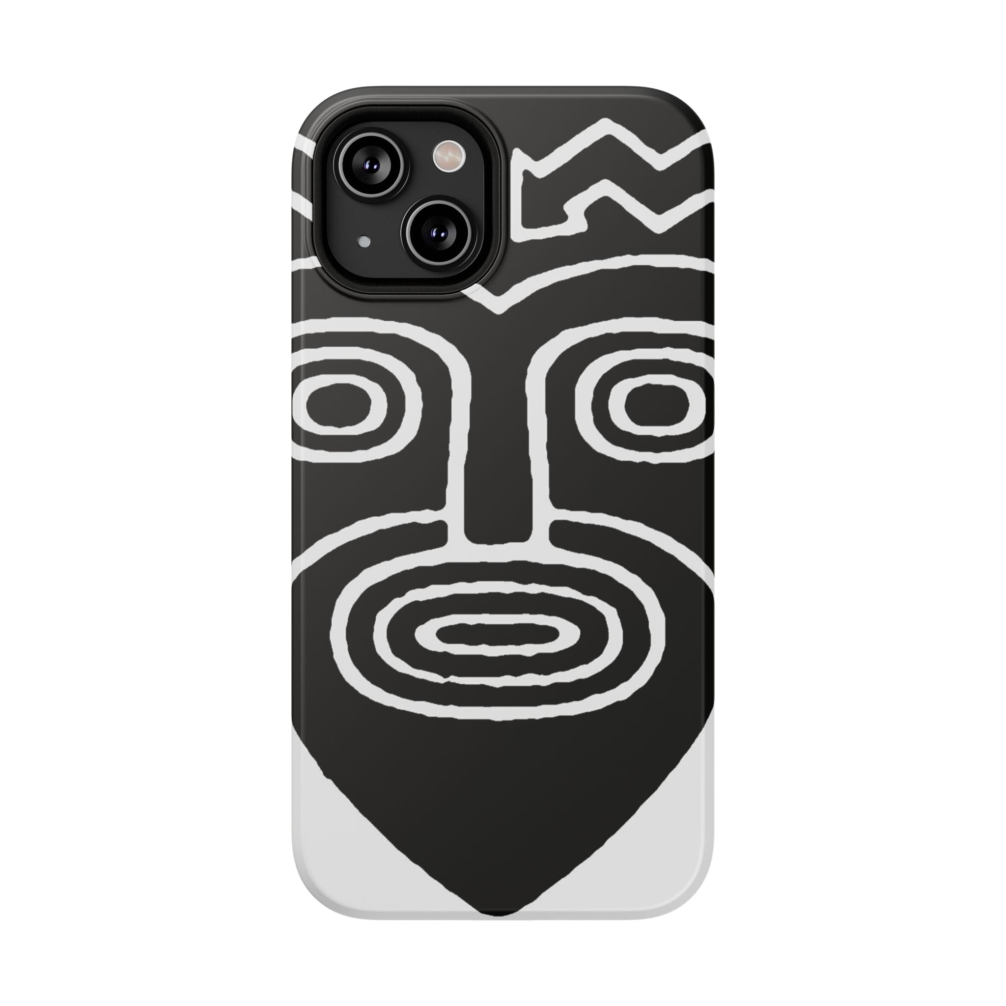 Phone Case — Black & White Tribal Mask Impact-Resistant Case