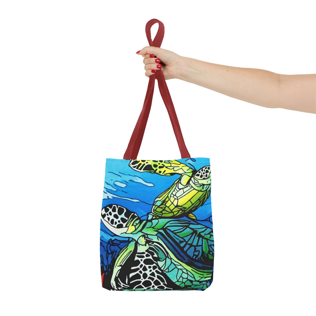Tote Bag Sea Turtle Art  — Colorful Ocean Wildlife Canvas Tote