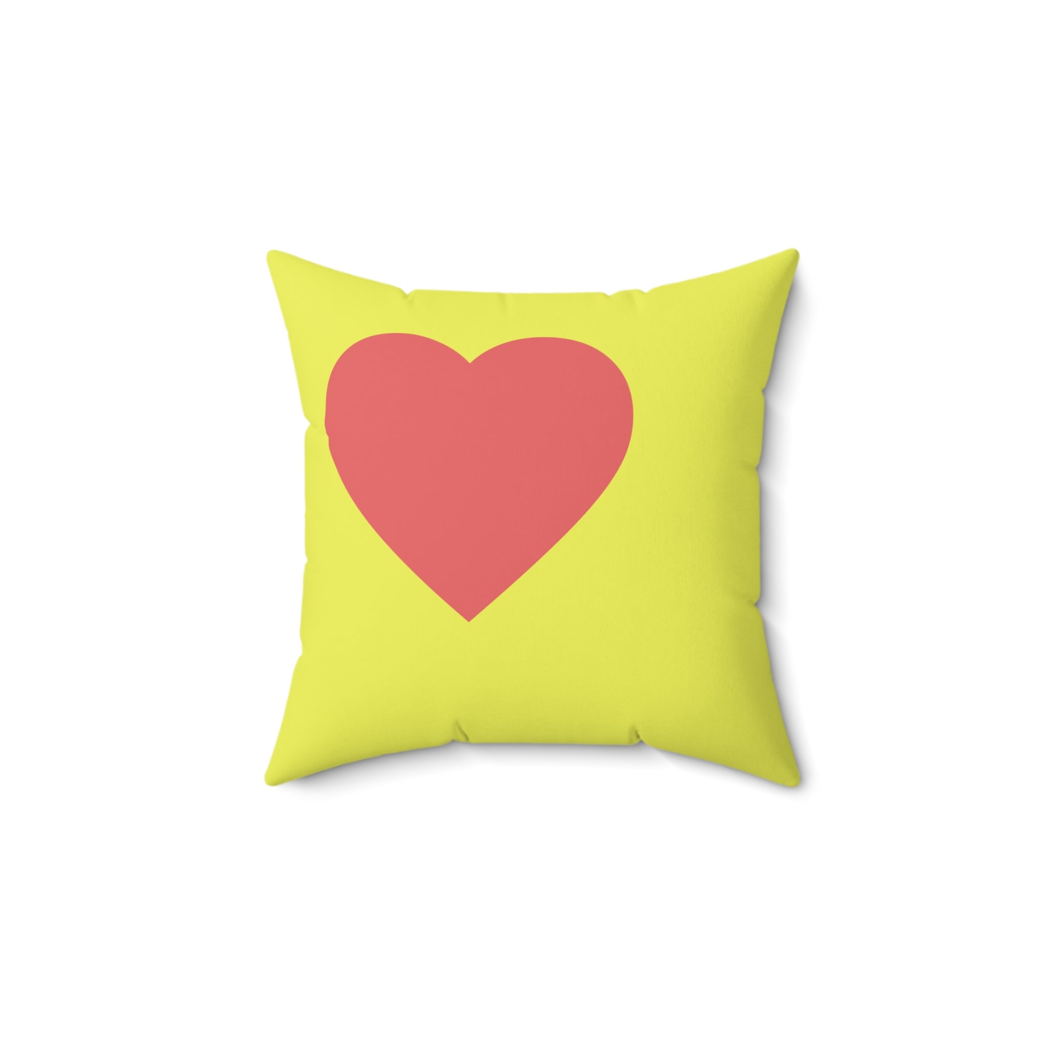 Throw Pillow Red Hearts on Yellow  - Decorative Cushion