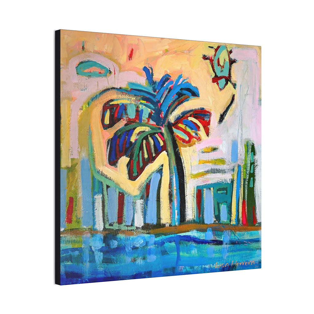 Canvas Print Lisa Herrera Art Tropical Palm Canvas Print – Colorful Abstract Beach Wall Art (Satin Stretched)