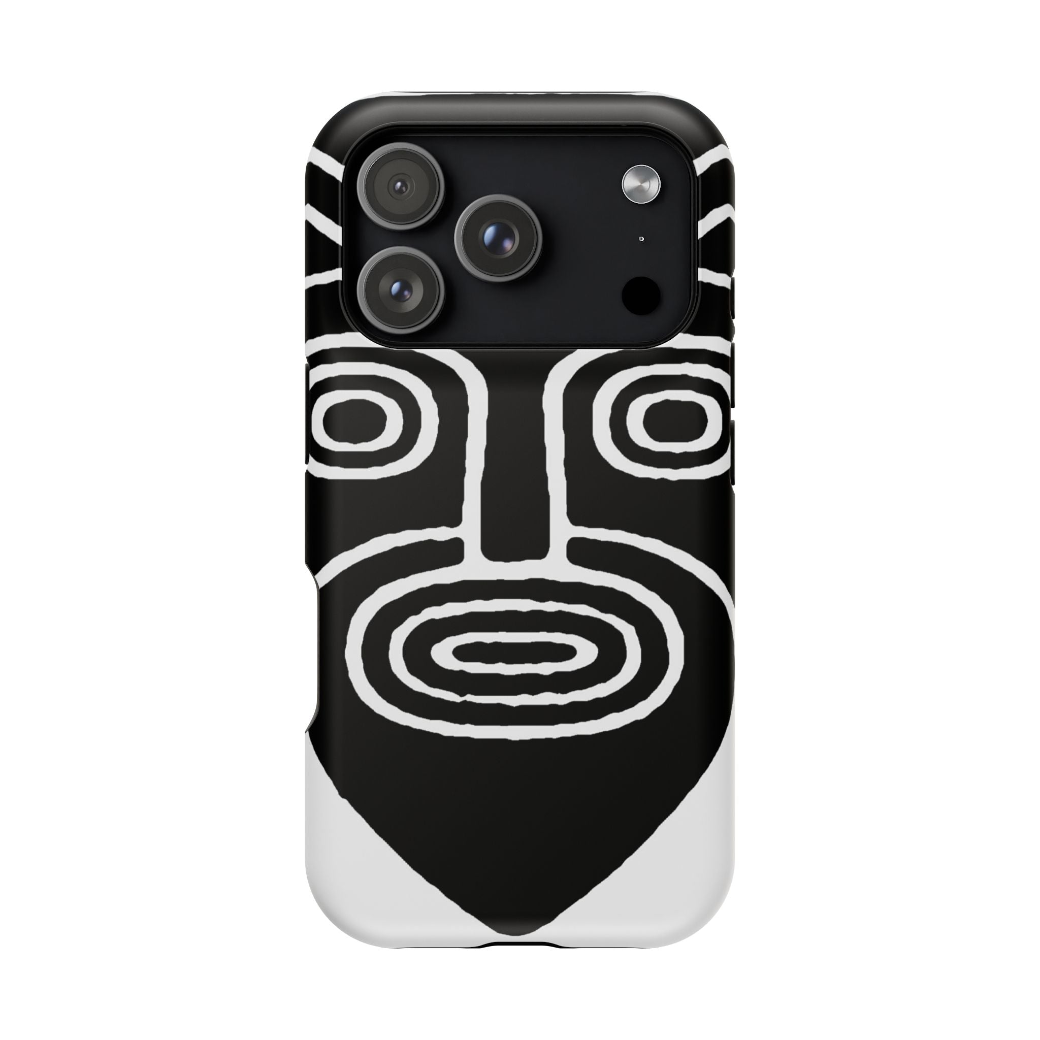 Phone Case — Black & White Tribal Mask Impact-Resistant Case