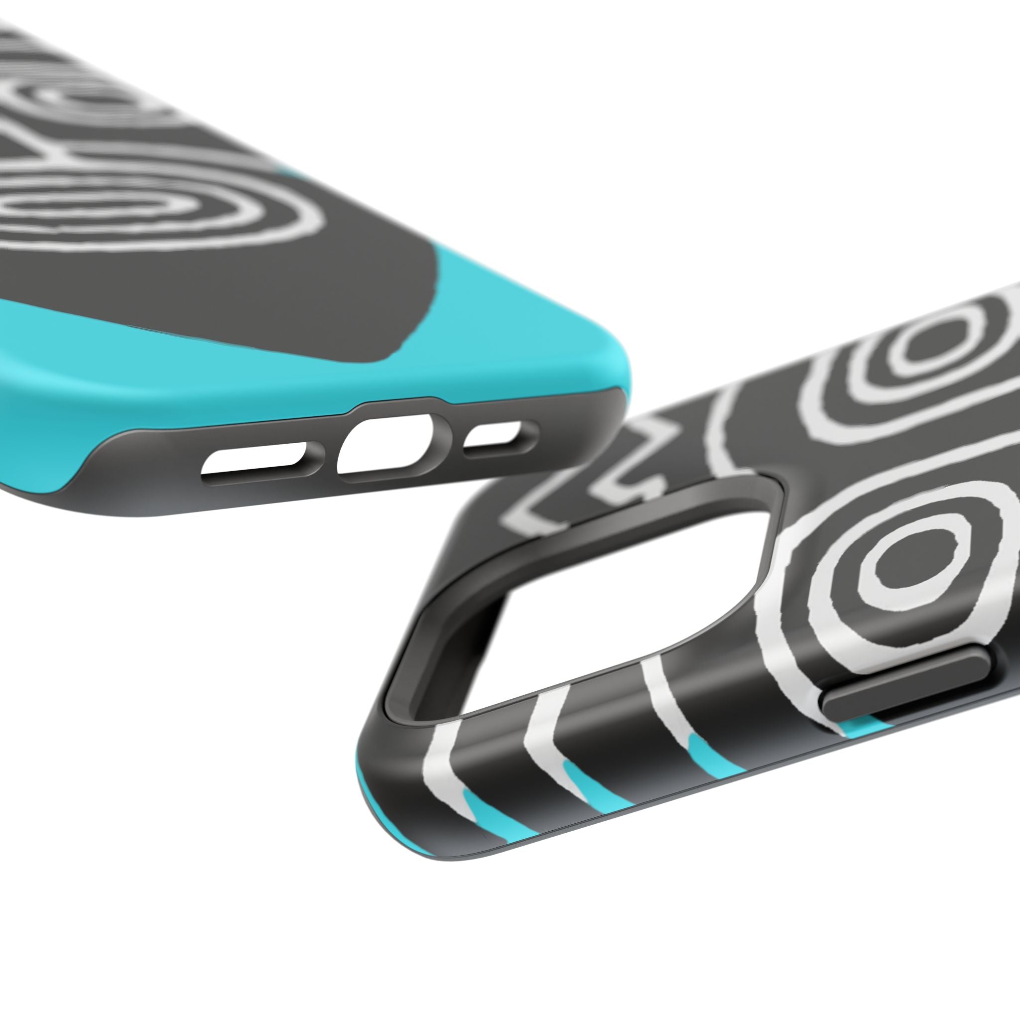 Phone case Impact-Resistant  — Abstract Tribal Mask Design (Black & Teal)