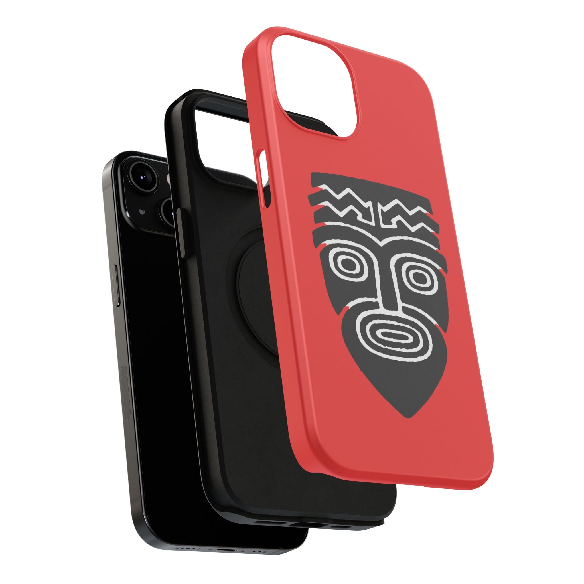 Phone Case Tiki Mask Impact-Resistant Phone Case — Bold Red Protective Cover