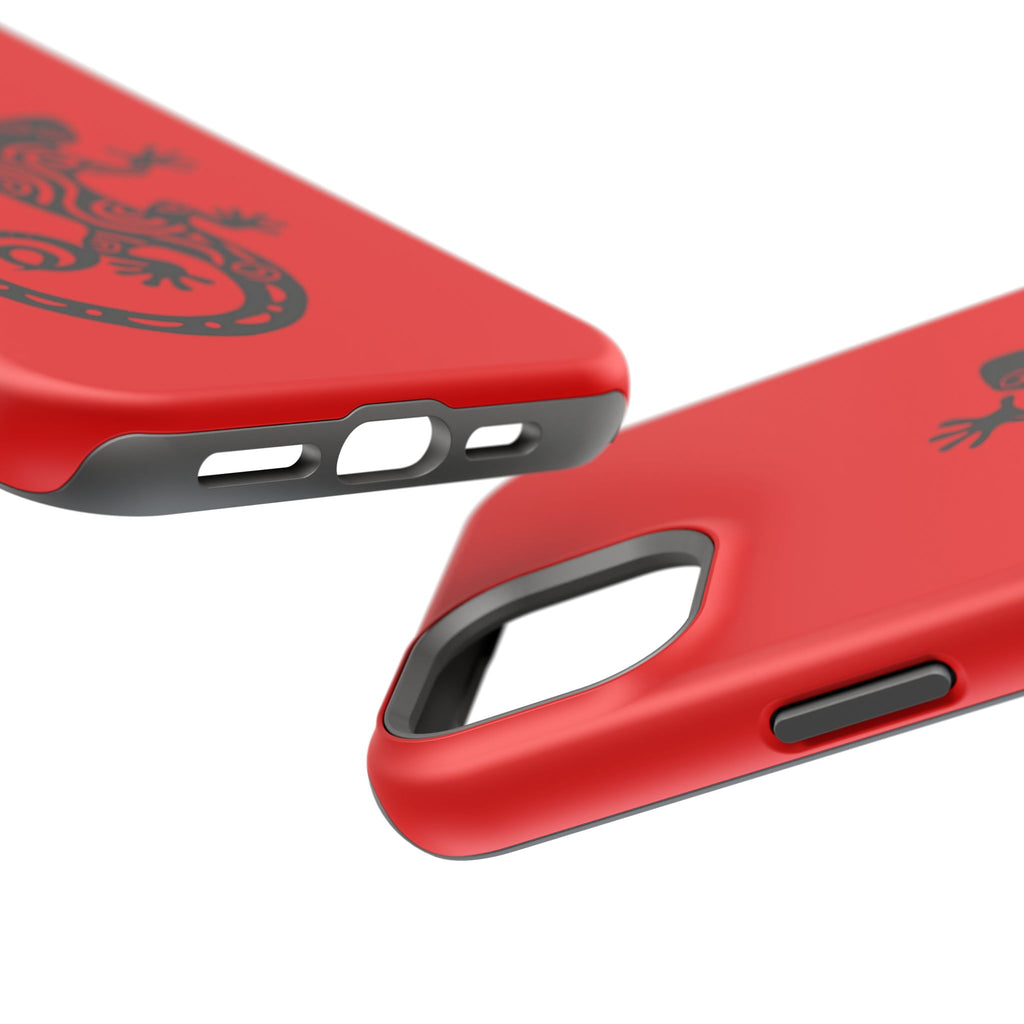 Phone Case Red Impact with Tribal Gecko Design — Shockproof Protective Cover